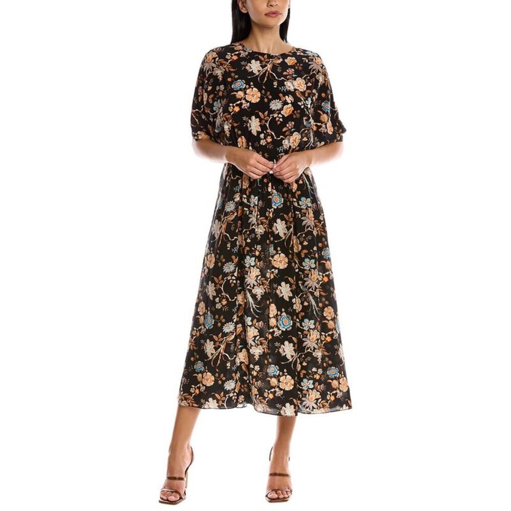 Les Rêveries Womens Les Reveries V-Back Silk Maxi Dress, Black